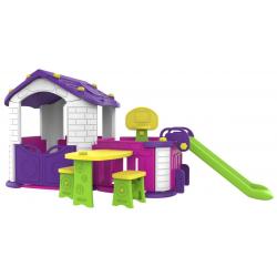 Vaikiška žaidimų aikštelė  5*1 su violetiniu stogu